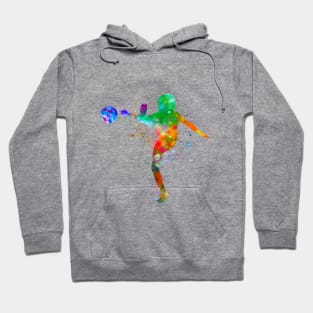 Woman footballer in watercolor Hoodie